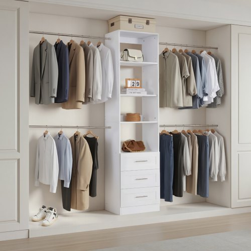 Closet System with 3 Drawers Adjustable Height Wooden Closet Organizers 1