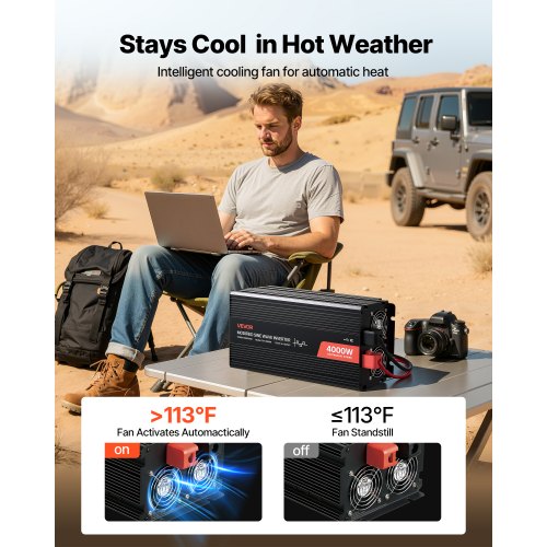 4000W Power Inverter 12V Dc To 120V Ac Modified Sine Wave Solar Car Charger