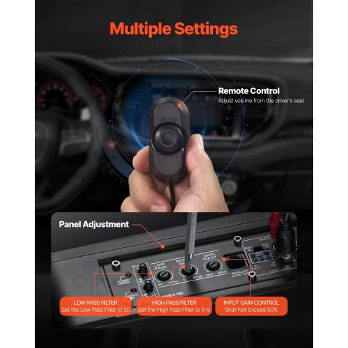 10 440W Underseat Car Subwoofer Slim Powered Car Subwoofers with Blue