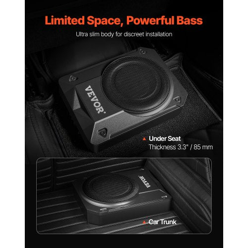 10 400W Underseat Car Subwoofer Slim Powered Car Subwoofers Under the Seat