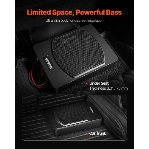 10 240W Underseat Car Subwoofer Slim Powered Car Subwoofers Under the Seat