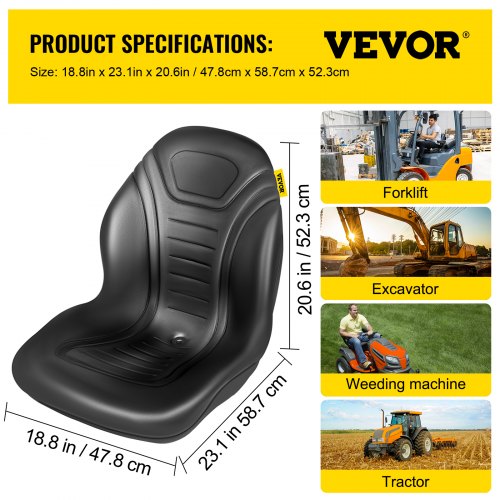 Universal Tractor Seat Replacement 2 Pack Compact High Back Mower Seat