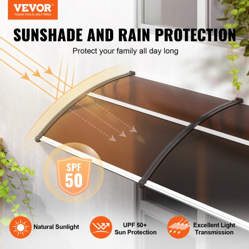 Window Door Awning Canopy 40 x 120 UPF 50 Polycarbonate Entry Door