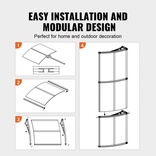 Window Door Awning Canopy 40 x 120 UPF 50 Polycarbonate Entry Door