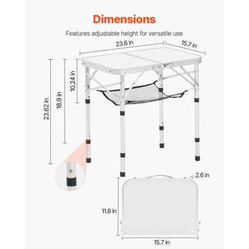 Folding Camping Table Adjustable Height Portable Side Tables Aluminum MDF