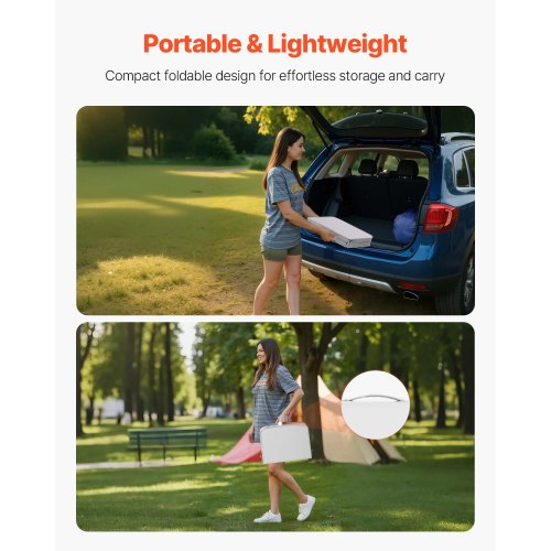 Folding Camping Table Adjustable Height Portable Side Tables Aluminum MDF