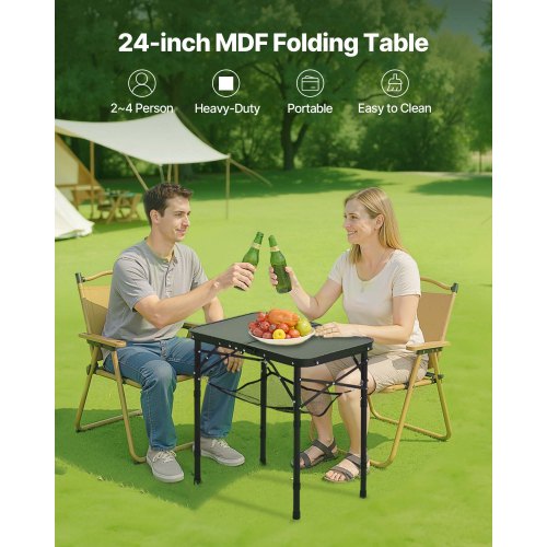Folding Camping Table Adjustable Height Portable Side Tables Aluminum MDF 1