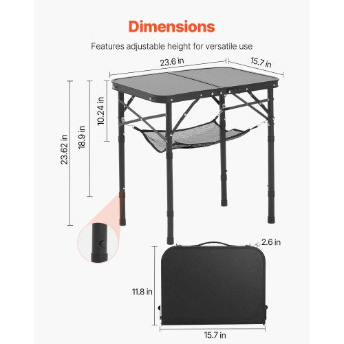 Folding Camping Table Adjustable Height Portable Side Tables Aluminum MDF 1