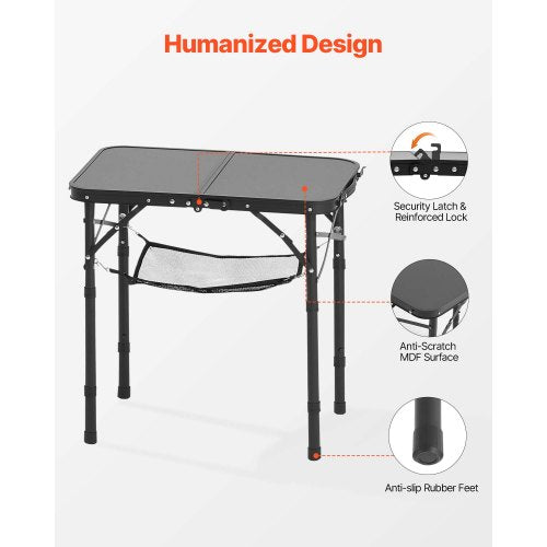 Folding Camping Table Adjustable Height Portable Side Tables Aluminum MDF 1