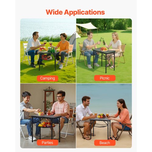 Folding Camping Table Adjustable Height Portable Side Tables Aluminum MDF 1