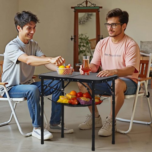 Folding Camping Table Adjustable Height Portable Side Tables Aluminum MDF 1