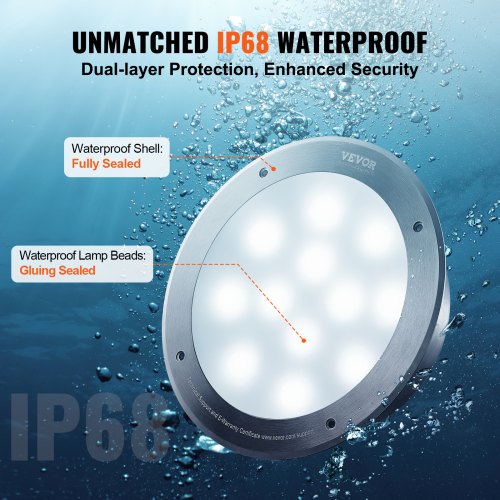 12V LED Pool Illumination 10 Inch 40W RGBW Hue Shift for Inground Pools