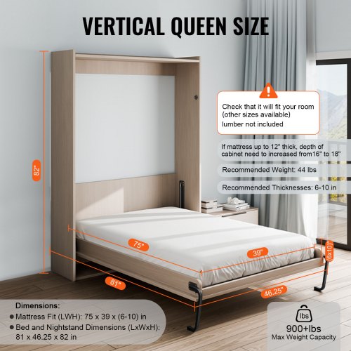Murphy Bed Kit Twin Size Vertical Deluxe DIY Wall Bed Mechanical Hardware