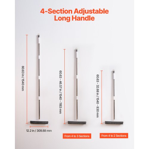 Pet Hair Removal Broom 58.46 in Adjustable Long Handle Rubber Broom with Built