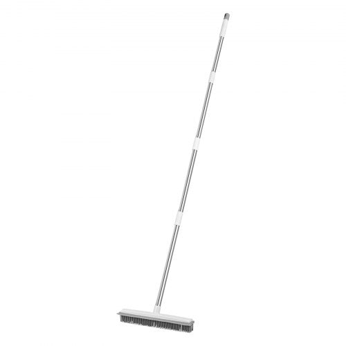 Pet Hair Removal Broom 58.46 in Adjustable Long Handle Rubber Broom with Built