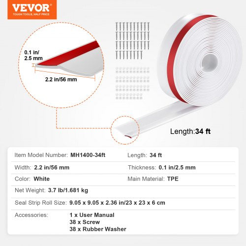 Garage Door Seal Top and Sides Seal Strip 34 FT Universal Weather Stripping