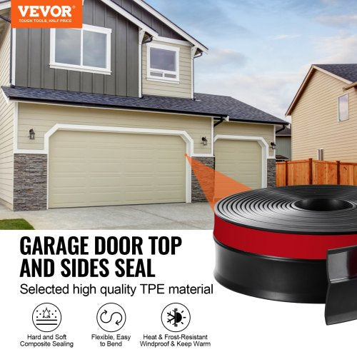Garage Door Seal Top and Sides Seal Strip 20 FT Universal Weather Stripping