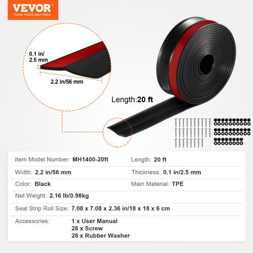 Garage Door Seal Top and Sides Seal Strip 20 FT Universal Weather Stripping
