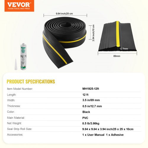 Garage Door Threshold Seal Strip 12 FT Universal Garage Door Floor Seal