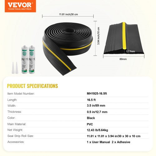 Garage Door Threshold Seal Strip 16.5 FT Universal Garage Door Floor Seal
