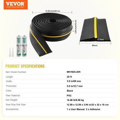 Garage Door Threshold Seal Strip 20 FT Universal Garage Door Floor Seal