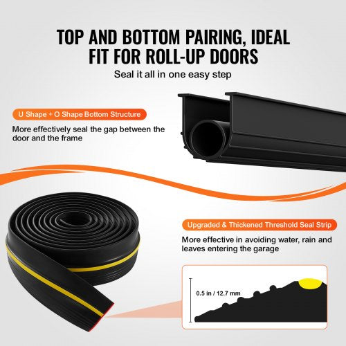 Garage Door Threshold and Bottom Seals Kit 16 FT U ShapeO Ring Universal
