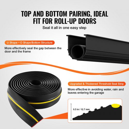 Garage Door Threshold and Bottom Seals Kit 20 FT U ShapeO Ring Universal