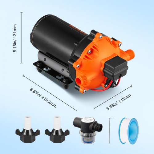 Water Diaphragm Pump 12V DC 55 GPM Flow 70 PSI Rated Pressure 40100