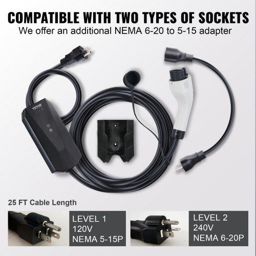 Level 12 Portable EV Charger 16 Amp 120V or 240V Electric Vehicle Charger