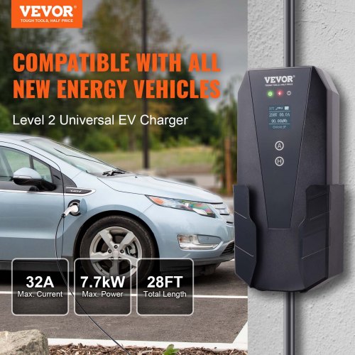 Level 2 Portable EV Charger 32 Amp 240V Electric Vehicle Charger with 28