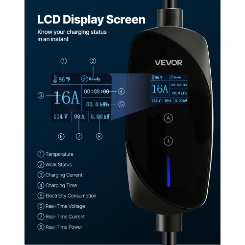 Level 12 EV Charger 16 Amp Adjustable Current Electric Vehicle Portable