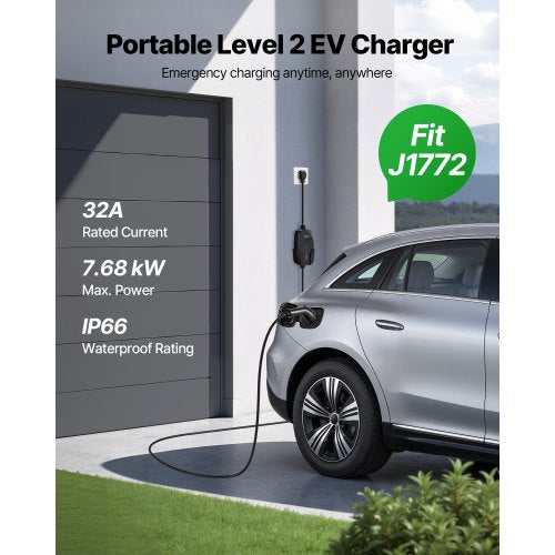 Level 2 EV Charger 32 Amp Adjustable Current 240V Electric Vehicle
