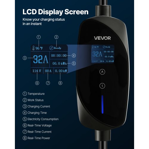 Level 2 Tesla Charger 32 Amp Adjustable Current 240V Portable Home