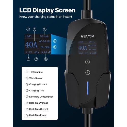 Level 2 Tesla Charger 40 Amp Adjustable Current 240V Portable Home