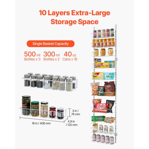 Over the Door Pantry Organizer 10Tier Pantry Organization and Storage