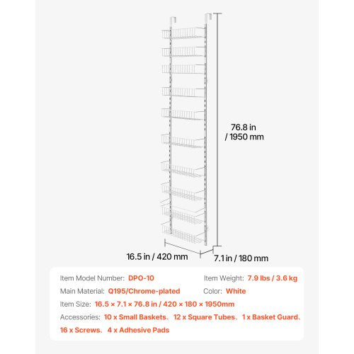 Over the Door Pantry Organizer 10Tier Pantry Organization and Storage