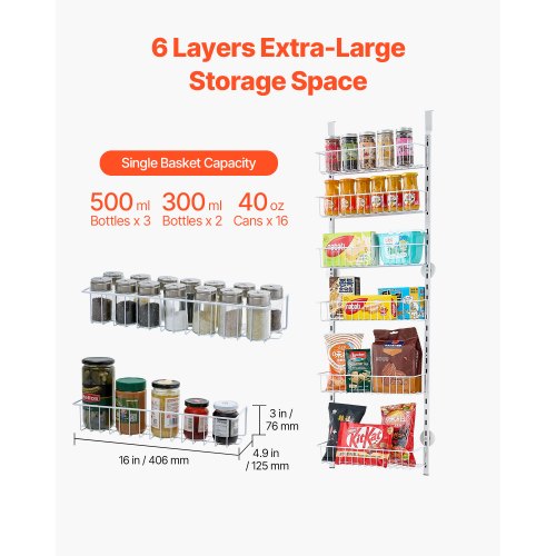 Over the Door Pantry Organizer 6Tier Pantry Organization and Storage