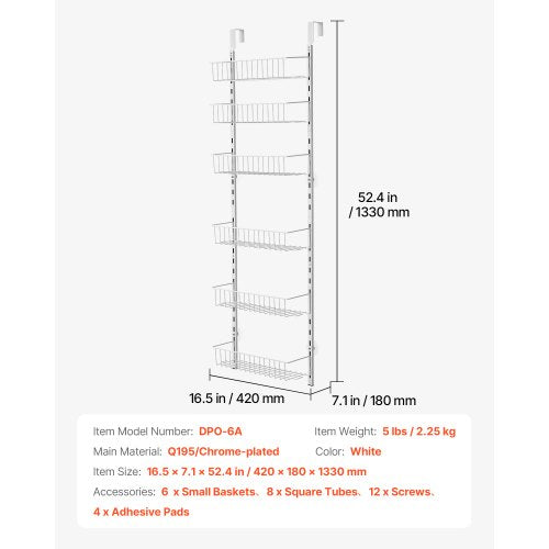 Over the Door Pantry Organizer 6Tier Pantry Organization and Storage