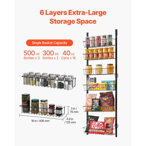 Over the Door Pantry Organizer 6Tier Pantry Organization and Storage