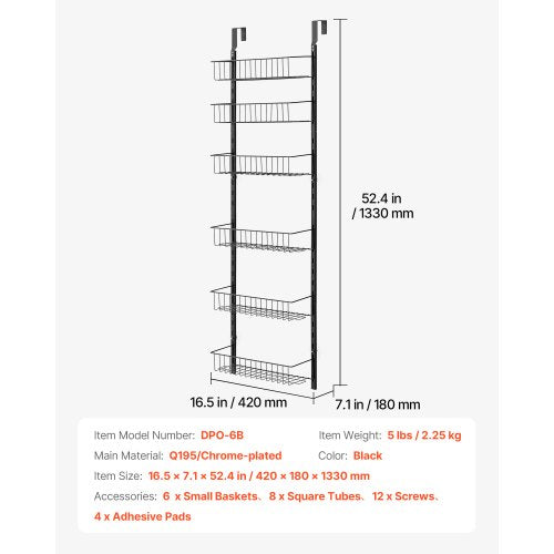 Over the Door Pantry Organizer 6Tier Pantry Organization and Storage