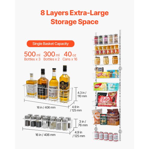 Over the Door Pantry Organizer 8Tier Pantry Organization and Storage