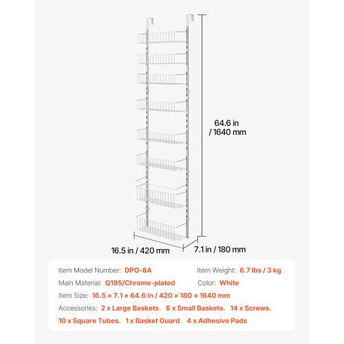 Over the Door Pantry Organizer 8Tier Pantry Organization and Storage