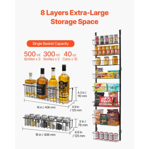 Over the Door Pantry Organizer 8Tier Pantry Organization and Storage