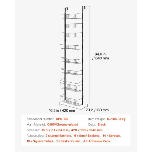 Over the Door Pantry Organizer 8Tier Pantry Organization and Storage