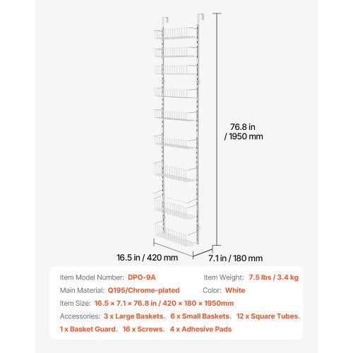 Over the Door Pantry Organizer 9Tier Pantry Organization and Storage