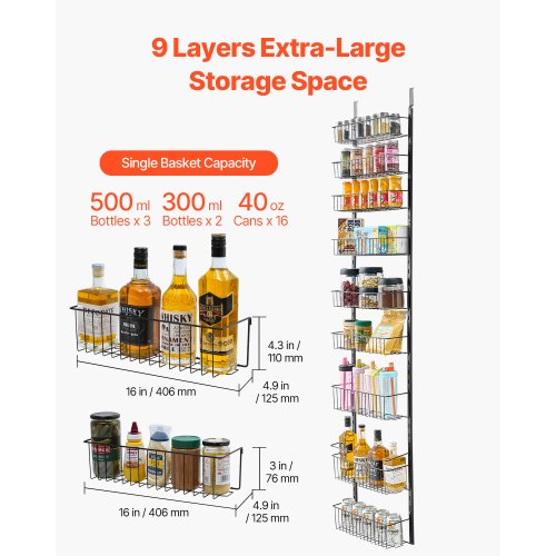 Over the Door Pantry Organizer 9Tier Pantry Organization and Storage