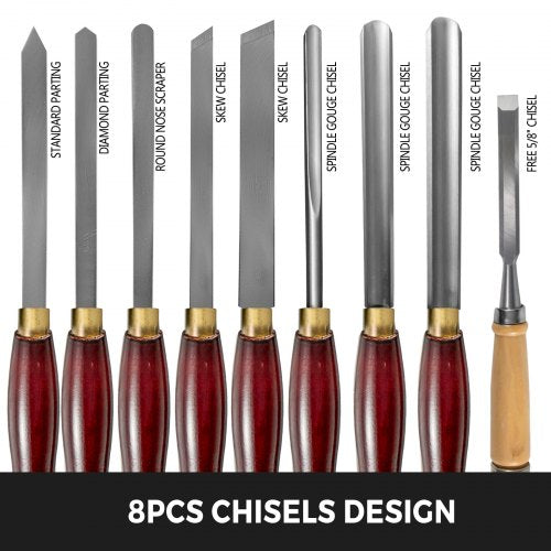 8Piece Wood Lathe Chisel Kit HSS Steel Blades Woodworking Turning Tools