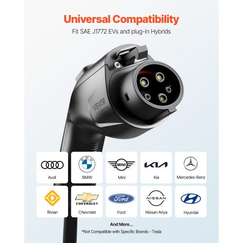 EV Charger Extension Cable 32Amp 40 ft J1772 Extension Cord Compatible
