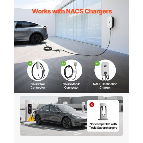Ev Charger Extension Cable For Tesla 48Amp 40 Ft Max 240V 1152 Kw With Nacs