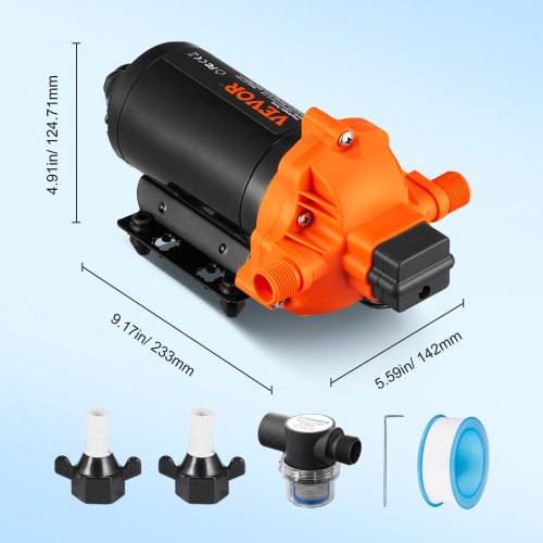 Water Diaphragm Pump 110V AC 33 GPM Flow 45 PSI Rated Pressure 4080